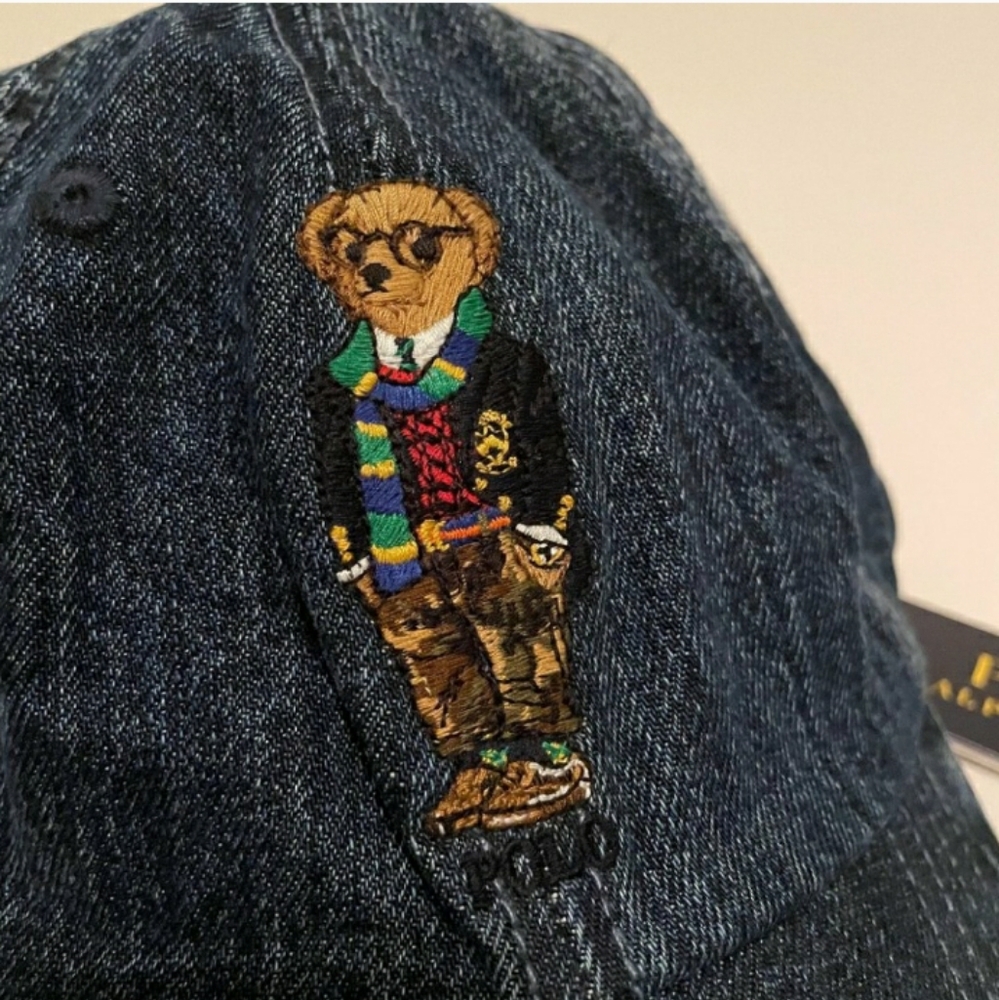 Polo Ralph Lauren POLO BEAR Denim Jeans Cap with Leather strap back - Navy - Picture 3 of 14